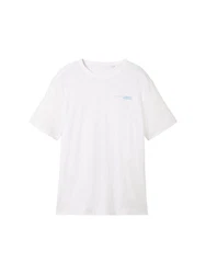 TOM TAILOR Shirt mit Logo Print Weiß/Creme