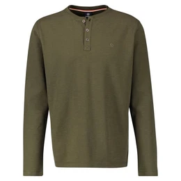 Langarmshirt SERAFINO Kragen mit Knopfleiste und Stickerei