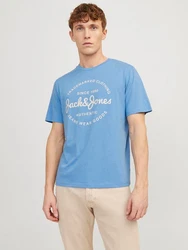 Jack & Jones T-Shirt JJFOREST TEE SS CREW NECK Blau/Hellblau
