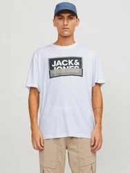 Jack & Jones Kurzarmshirt JCOLOGAN TEE CREW NECK Hellblau/Grau/Blau/Lila/Khaki