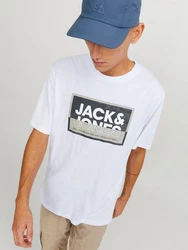 Jack & Jones Kurzarmshirt JCOLOGAN TEE CREW NECK Hellblau/Grau/Blau/Lila/Khaki