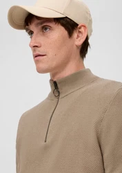 QS Strickpullover aus Strukturstrick Khaki/Braun/Beige