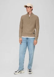 QS Strickpullover aus Strukturstrick Khaki/Braun/Beige