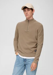 Strickpullover Pullover aus Strukturstrick Label-Patch