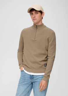 QS Strickpullover aus Strukturstrick Khaki/Braun/Beige