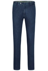MEYER Straight-Jeans Oslo mit Sicherheitstasche Dunkelblau/Blau