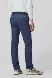 MEYER Straight-Jeans Oslo mit Sicherheitstasche Dunkelblau/Blau