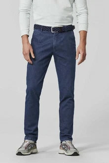 MEYER Straight-Jeans Oslo mit Sicherheitstasche Dunkelblau/Blau