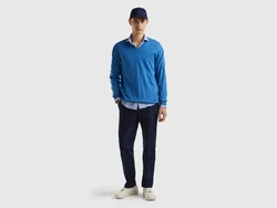 United Colors of Benetton V-Ausschnitt-Pullover Blau/Hellblau