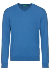 United Colors of Benetton V-Ausschnitt-Pullover Blau/Hellblau