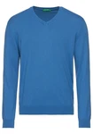 United Colors of Benetton V-Ausschnitt-Pullover Blau/Hellblau