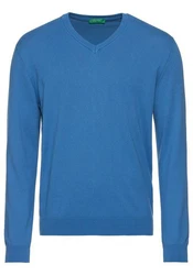 United Colors of Benetton V-Ausschnitt-Pullover Blau/Hellblau