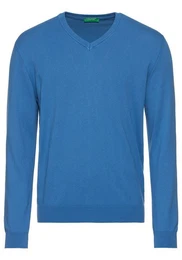 V-Ausschnitt-Pullover mit Markenlabel