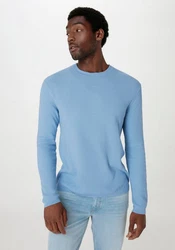 Hessnatur Strickpullover Regular Hellblau/Blau