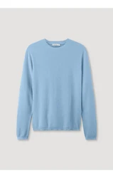 Hessnatur Strickpullover Regular Hellblau/Blau