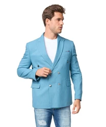 Denim Distriqt Sakko Feiner Herren Zweireiher Sakko Petrol