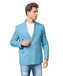 Denim Distriqt Sakko Feiner Herren Zweireiher Sakko Petrol