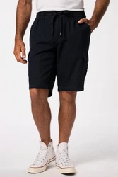 JP1880 Bermudas Leinenoptik Cargotaschen Elastikbund Dunkelblau/Blau/Schwarz