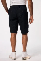 JP1880 Bermudas Leinenoptik Cargotaschen Elastikbund Dunkelblau/Blau/Schwarz