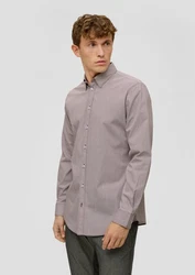 s.Oliver BLACK LABEL Langarmhemd Grau/Hellgrau/Lila