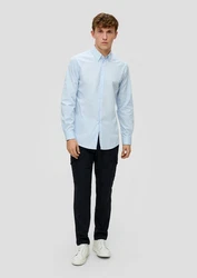 s.Oliver BLACK LABEL Langarmhemd Hellblau/Blau