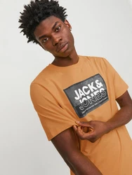 Jack & Jones Kurzarmshirt JCOLOGAN TEE CREW NECK Orange/Rot