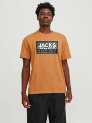 Jack & Jones Kurzarmshirt JCOLOGAN TEE CREW NECK Orange/Rot