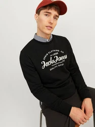 Jack & Jones Sweatshirt JJFOREST SWEAT CREW NECK Schwarz