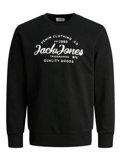 Jack & Jones Sweatshirt JJFOREST SWEAT CREW NECK Schwarz