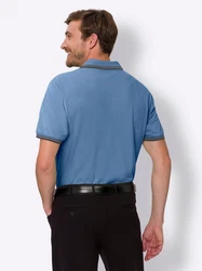 Sieh an! T-Shirt Kurzarm-Poloshirt Grau/Blau/Hellblau