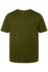 JP1880 T-Shirt Henley Basic Knopfleiste Dunkelgrün