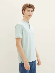 TOM TAILOR Poloshirt Basic mit Bomberkragen Hellgrün/Grün/Hellblau
