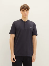TOM TAILOR Poloshirt Basic mit Bomberkragen Dunkelblau/Dunkelgrau/Schwarz