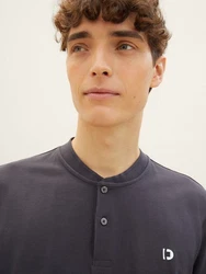 TOM TAILOR Poloshirt Basic mit Bomberkragen Dunkelblau/Dunkelgrau/Schwarz