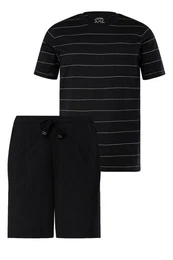 Schlafanzug Schlafanzug kurzer Zweiteiler geringeltes T-Shirt