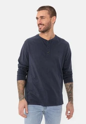 camel active Henleyshirt NOS Dunkelblau/Hellblau/Lila
