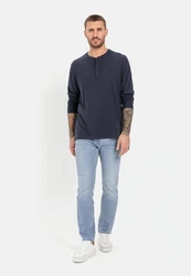 camel active Henleyshirt NOS Dunkelblau/Hellblau/Lila