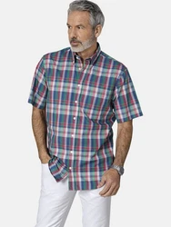 Babista Kurzarmhemd ROMANTELLI Zeitloser Button-Down-Kragen blau kariert