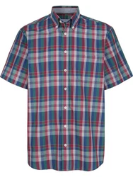 Babista Kurzarmhemd ROMANTELLI Zeitloser Button-Down-Kragen blau kariert