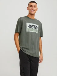 Jack & Jones Kurzarmshirt JCOLOGAN TEE CREW NECK Dunkelgrün/Grün