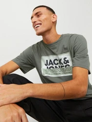 Jack & Jones Kurzarmshirt JCOLOGAN TEE CREW NECK Dunkelgrün/Grün