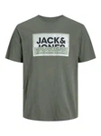 Jack & Jones Kurzarmshirt JCOLOGAN TEE CREW NECK Dunkelgrün/Grün