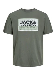 Jack & Jones Kurzarmshirt JCOLOGAN TEE CREW NECK Dunkelgrün/Grün