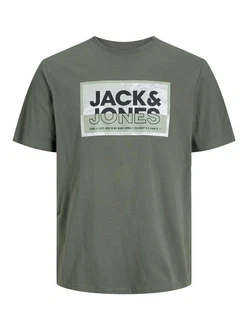 Jack & Jones Kurzarmshirt JCOLOGAN TEE CREW NECK Dunkelgrün/Grün Jack & Jones Kurzarmshirt JCOLOGAN TEE CREW NECK Dunkelgrün/Grün