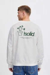 !Solid Rundhalspullover SDImran Weiß/Creme