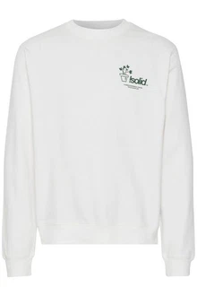 !Solid Rundhalspullover SDImran Weiß/Creme