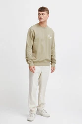 !Solid Rundhalspullover SDImran Khaki/Braun/Beige