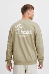 !Solid Rundhalspullover SDImran Khaki/Braun/Beige