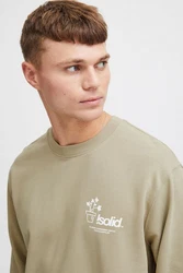 !Solid Rundhalspullover SDImran Khaki/Braun/Beige