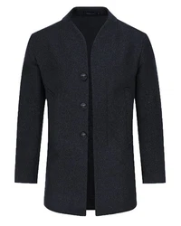 Allthemen Kurzmantel Wintermantel Slim Fit Dunkelblau/Dunkelgrau